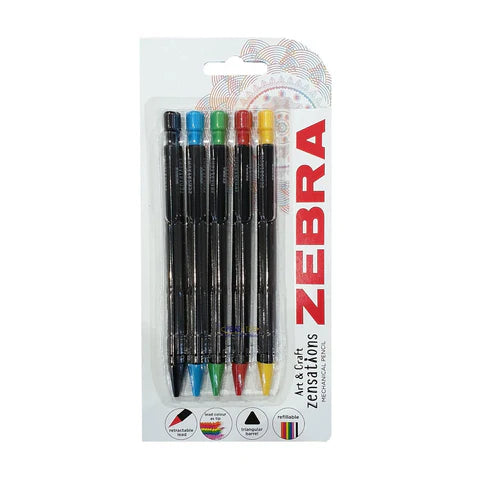 Zebra Zensations Colour Retractable Pencils Pack 5